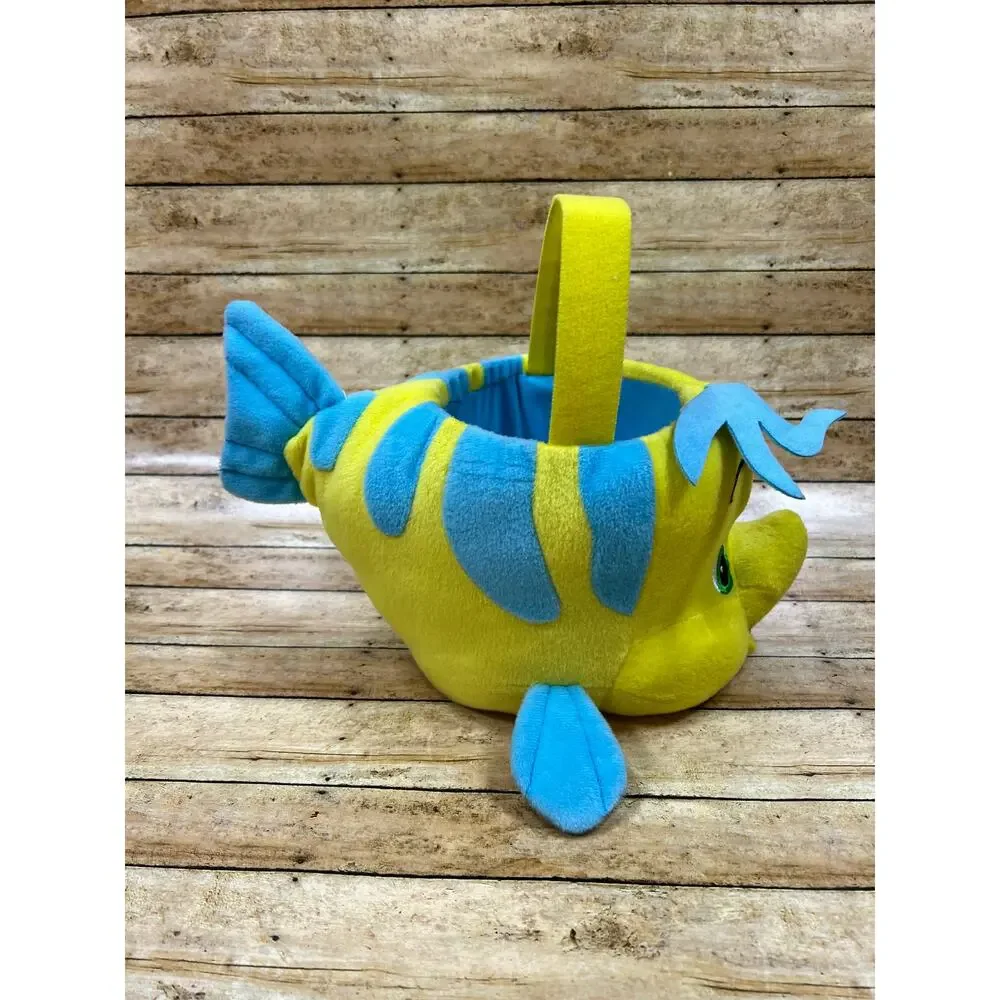 Disney The Little Mermaid Flounder Plush Halloween Trick or Treat Bucket Basket
